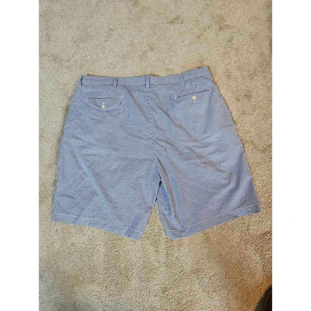 Polo Golf Ralph Lauren Shorts Mens Size‎ 40 Blue Gingham Pleated Cotton Preppy